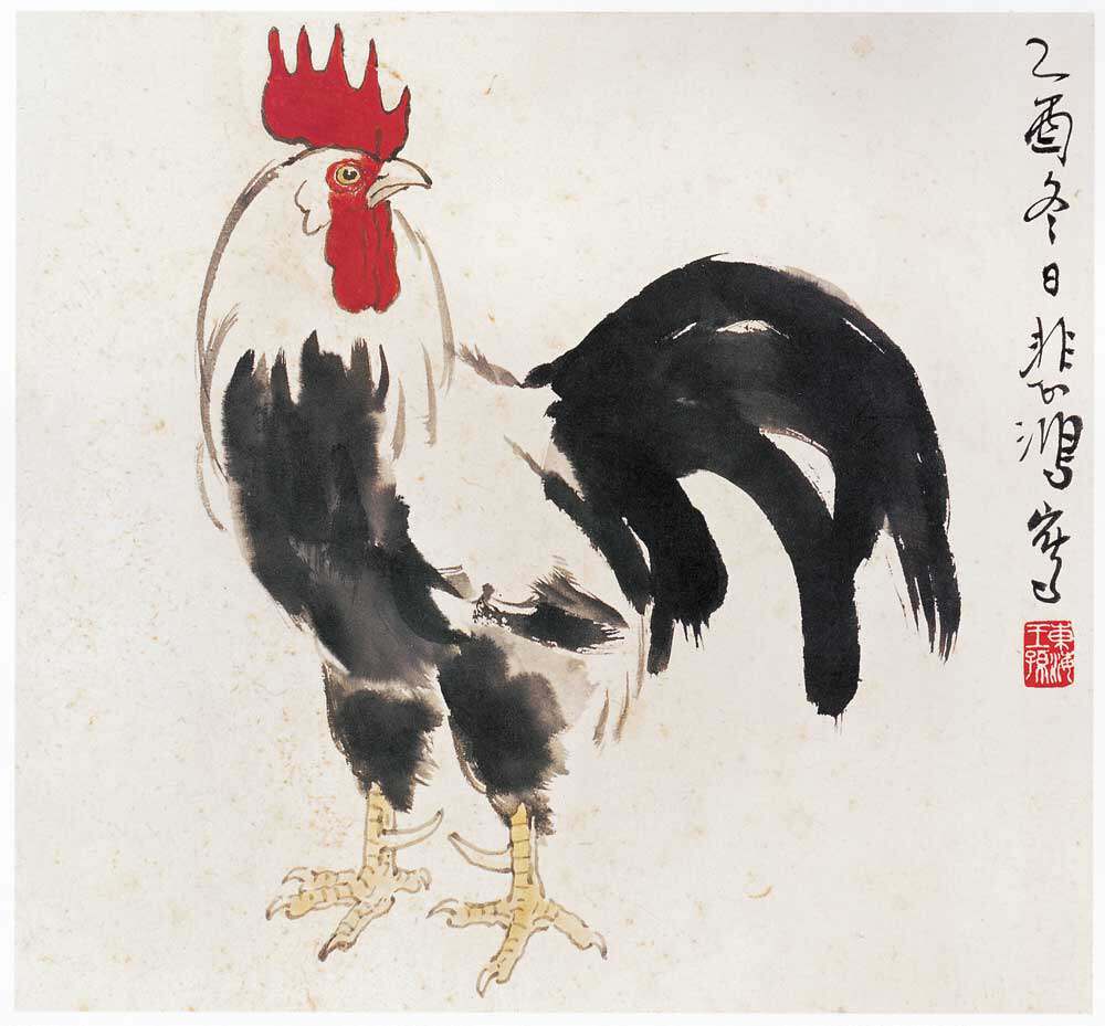 仿古古画名画复制品徐悲鸿十二生肖雄鸡水墨画花鸟画写意国画