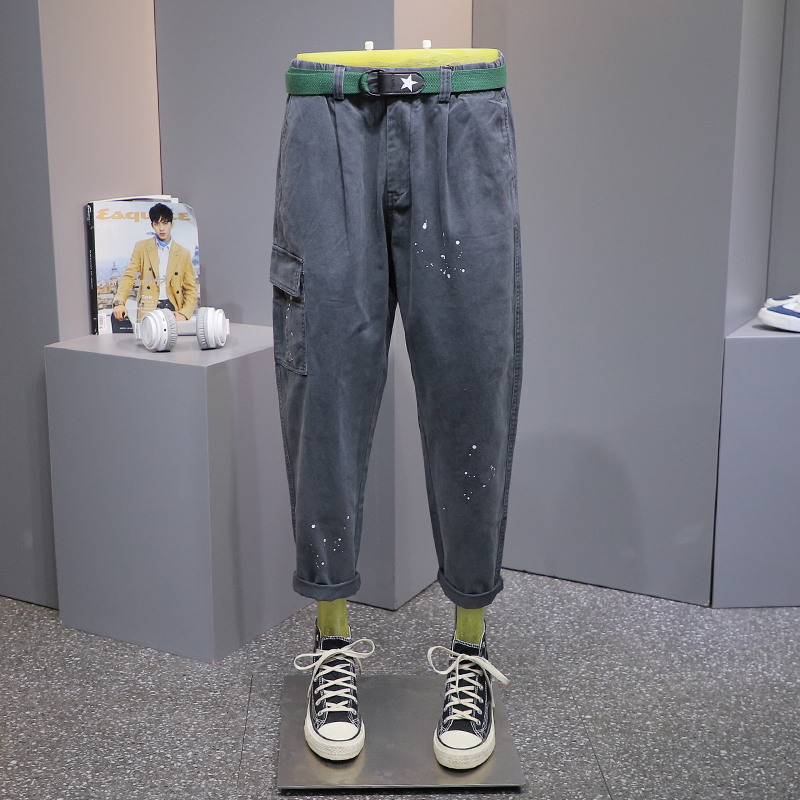 2021 Spring and autumn season American style Chaopai Overalls man Ninth pants Korean Edition Retro Versatile leisure time trousersin the Men's clothing, Casual pants category - from Buy2taobao.com to provide professional Taobao agent buy service