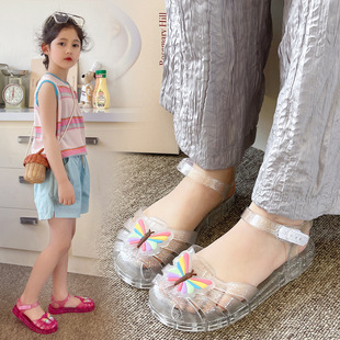 。儿童果冻鞋女童夏季罗马水晶塑料凉鞋女款2024新款女孩外穿包头