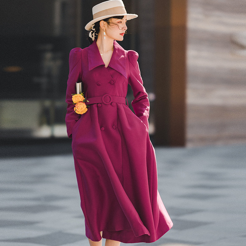 桃桃小姐 欧美时装精品店的优惠券大全—复古赫本风玫明星气质玫红色