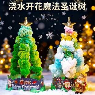 纸树开花圣诞树diy手工七彩浇水开花结晶2025圣诞节新款儿童玩具