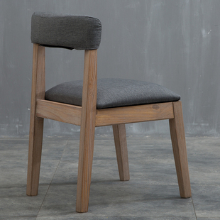 纯色现代简约做旧时尚组装布艺餐厅餐椅休闲咖啡椅西餐实木椅子