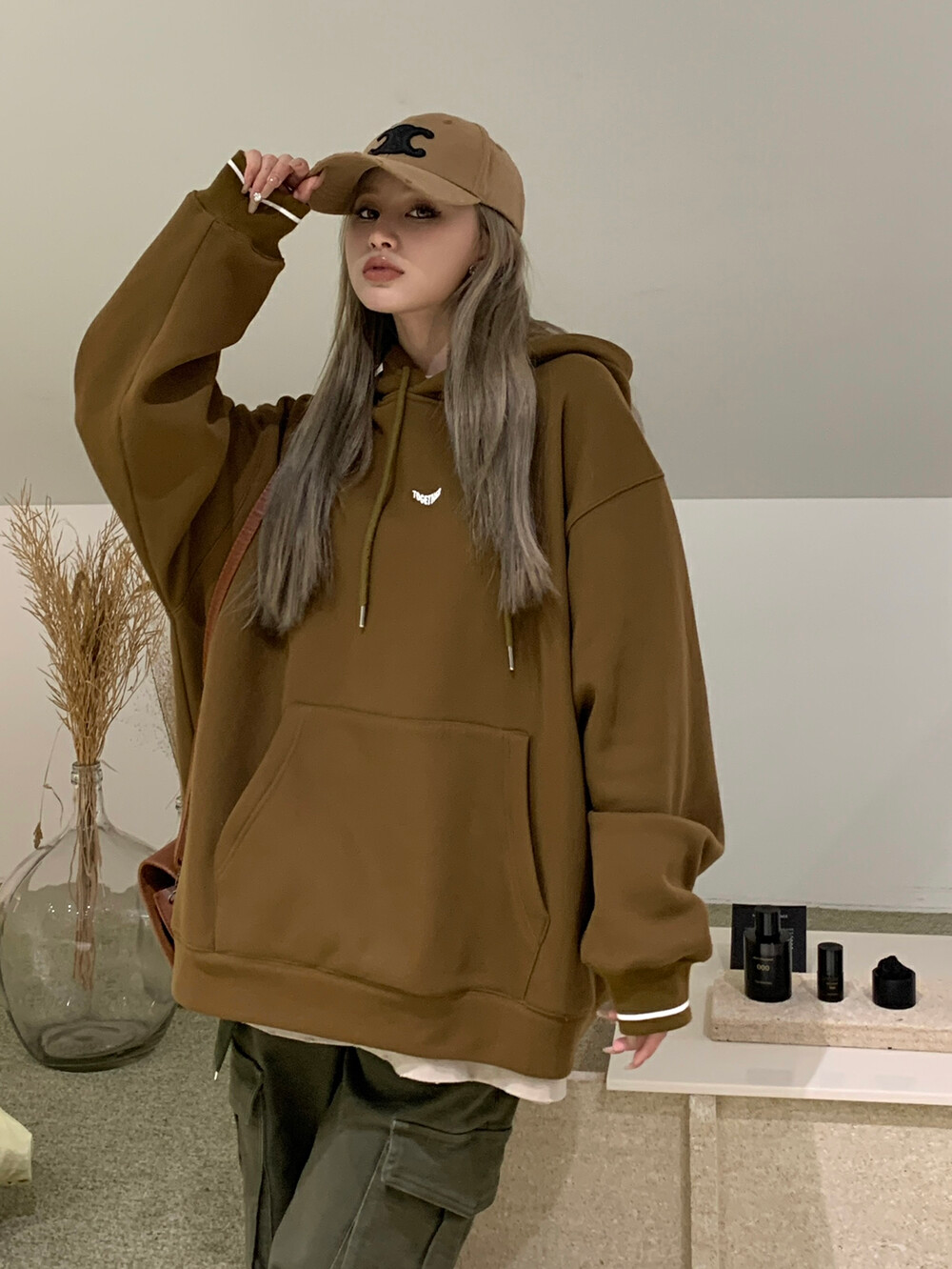 11an福利特价冬季百搭宽松慵懒学院风连帽卫衣反季清仓加绒上衣女