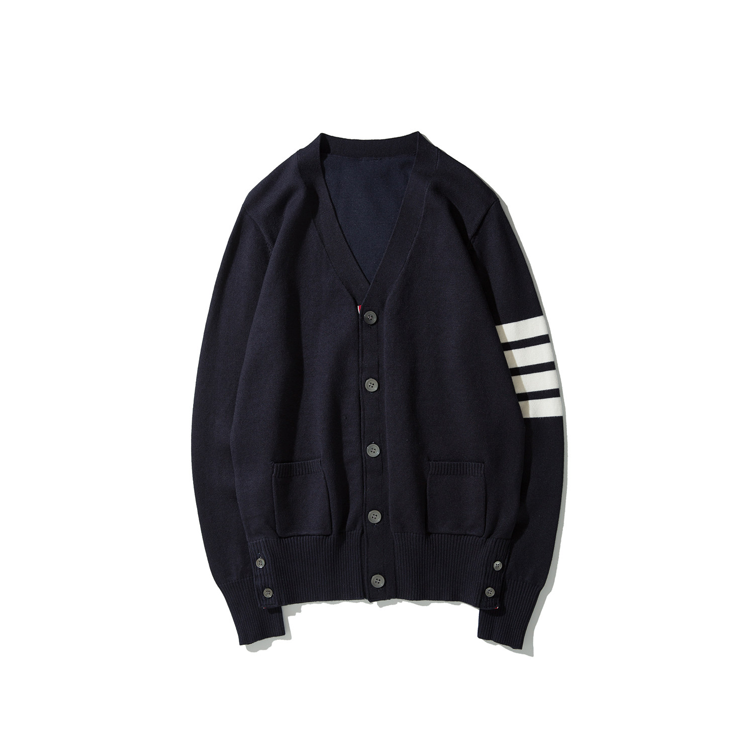 tb开衫男士春季的v领秋冬针织毛衣韩版潮外套学院风薄休闲情侣款