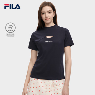 FILA x ETUDES联名斐乐时尚镂空T恤女夏季优雅纯棉设计感短袖
