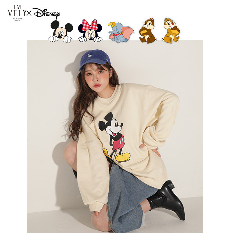 imvely迪士尼联名米奇卡通卫衣女宽松春季闺蜜装米老鼠短款上衣