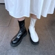 小池在首尔2023东大门厚底中跟圆头时装女靴后拉链休闲瘦瘦短靴潮