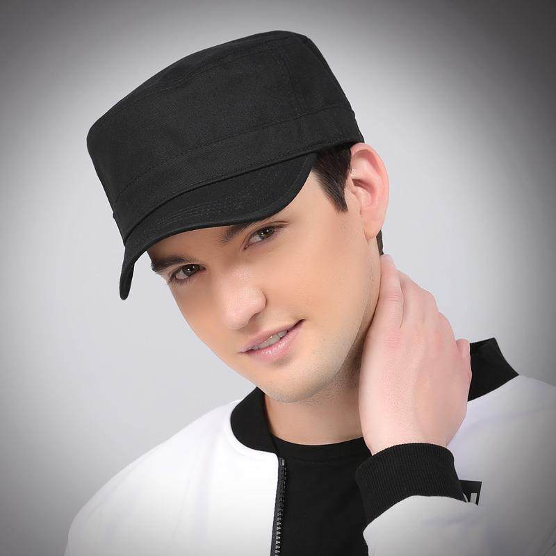 平顶帽男士春夏季韩版遮阳防晒大头帽子后封口棒球帽可调节黑色帽