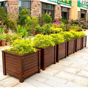 防腐木花箱户外庭院长方形种植箱大号花槽加厚碳化木花盆阳台吸水