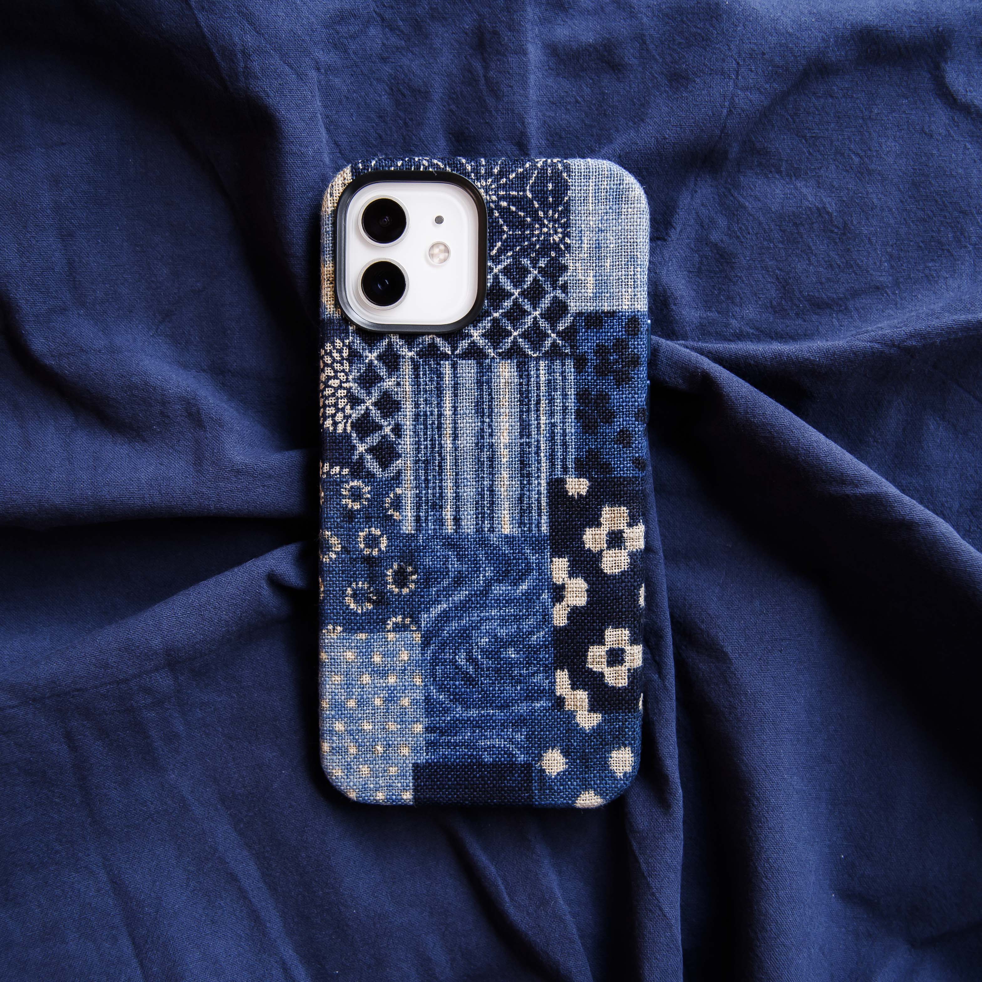 原创全包新中式中国风蓝染布复古布艺手机壳适用苹果iphone121314promax小众磁吸Magsafe