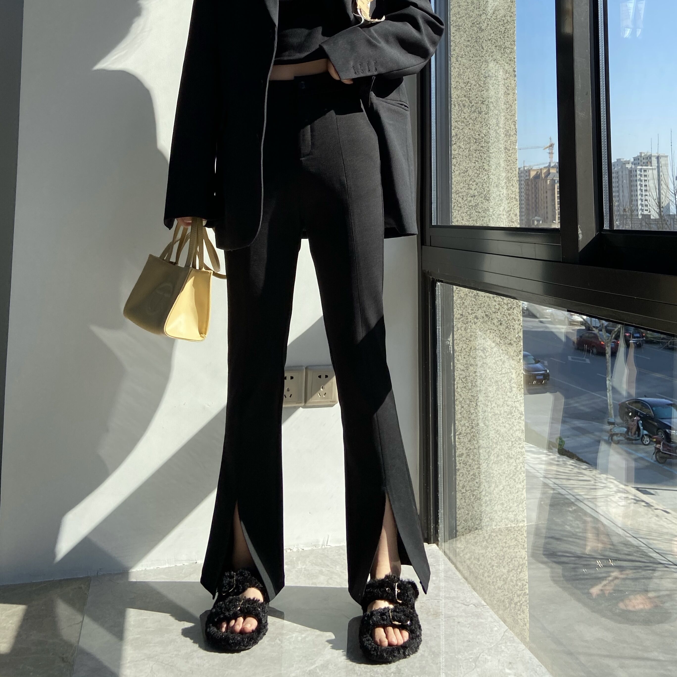 开叉微喇叭裤女高腰裤子春夏新款显瘦百搭休闲阔腿时尚西装裤长裤