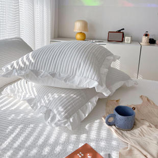 单人床盖简约四季夹棉床笠水洗棉绗缝色加厚拍照床单枕套厂