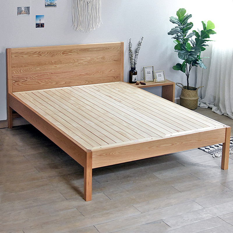 实木床北欧简约现代1.8米1.5米床老人床满铺床板日式家具原木红橡