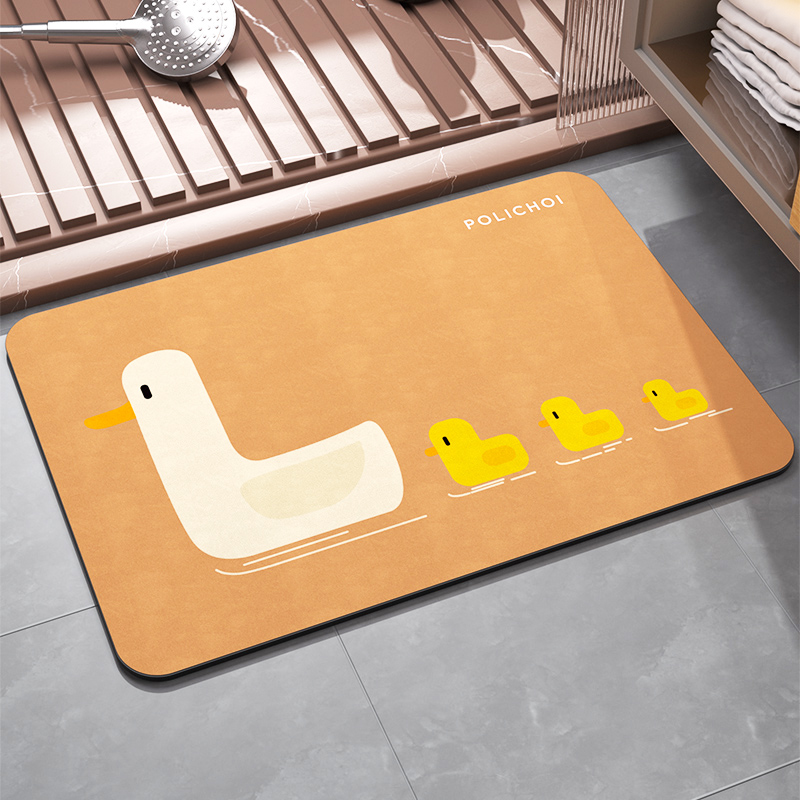 宝丽彩硅藻泥速干家用地垫卫生间浴室吸水加厚防滑垫卡通厕所脚垫