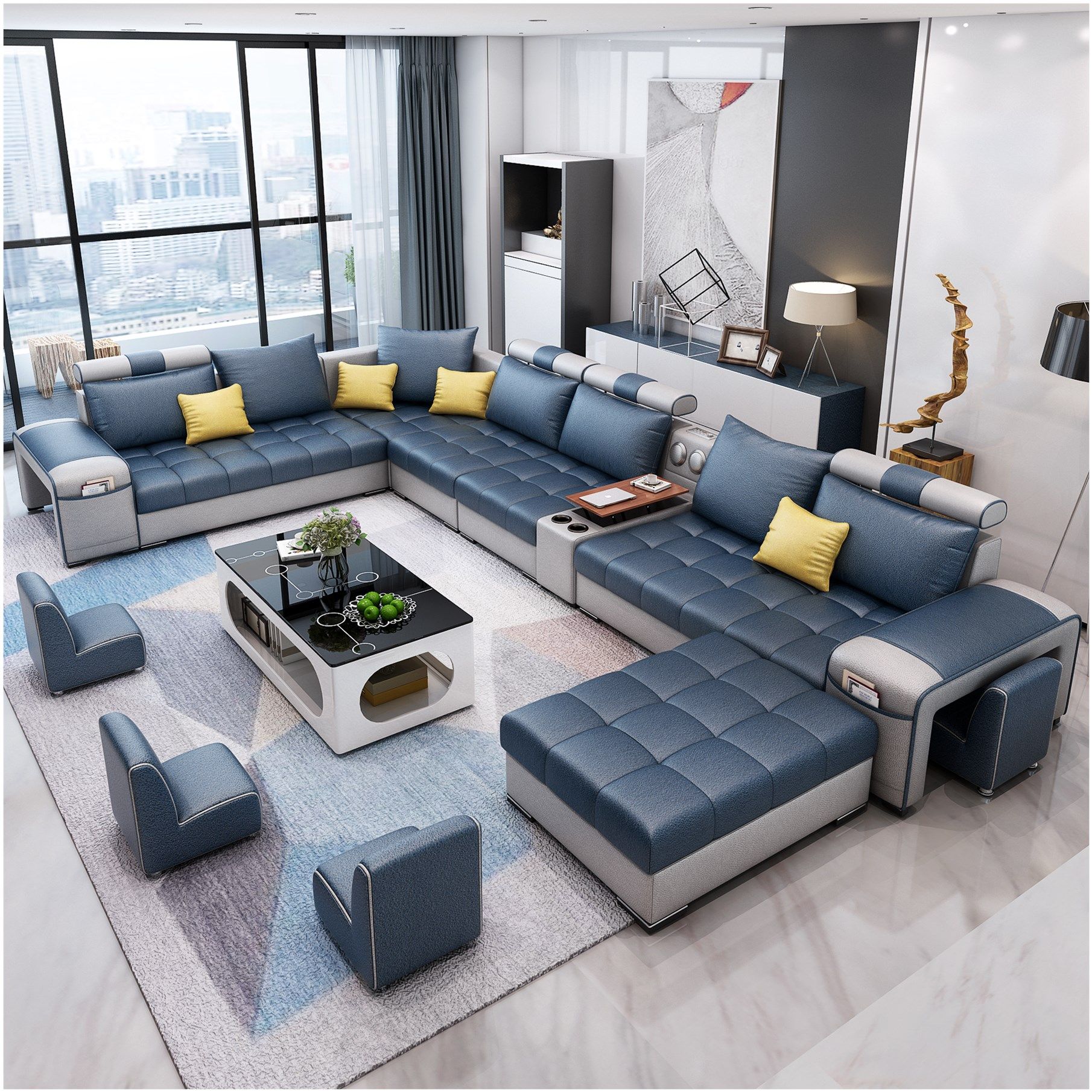 科技布艺沙发新款简约现代大小户型北欧乳胶贵妃客厅家具组合套装