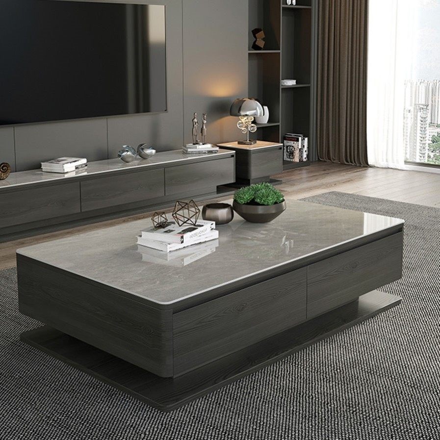 2022岩板茶几简约现代小户型客厅创意式北欧风格岩板茶几家用客厅