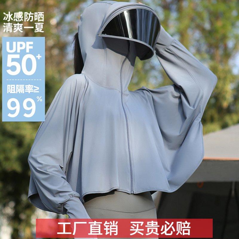 2024新款防晒衣女夏防紫外线罩衫upf50+薄款防晒服原纱冰丝皮肤衣