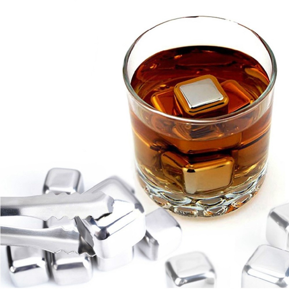 6 pcs/lot NEW Stainless Steel Whiskey Stones Rock Ice Cubes