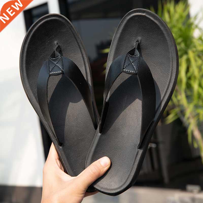 Fashion Men Flip-flops Leather Slippers For Men Classic Beac