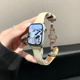 适用苹果手表iwatch8表带小蛮腰蝴蝶扣真皮applewatch7高级感男女