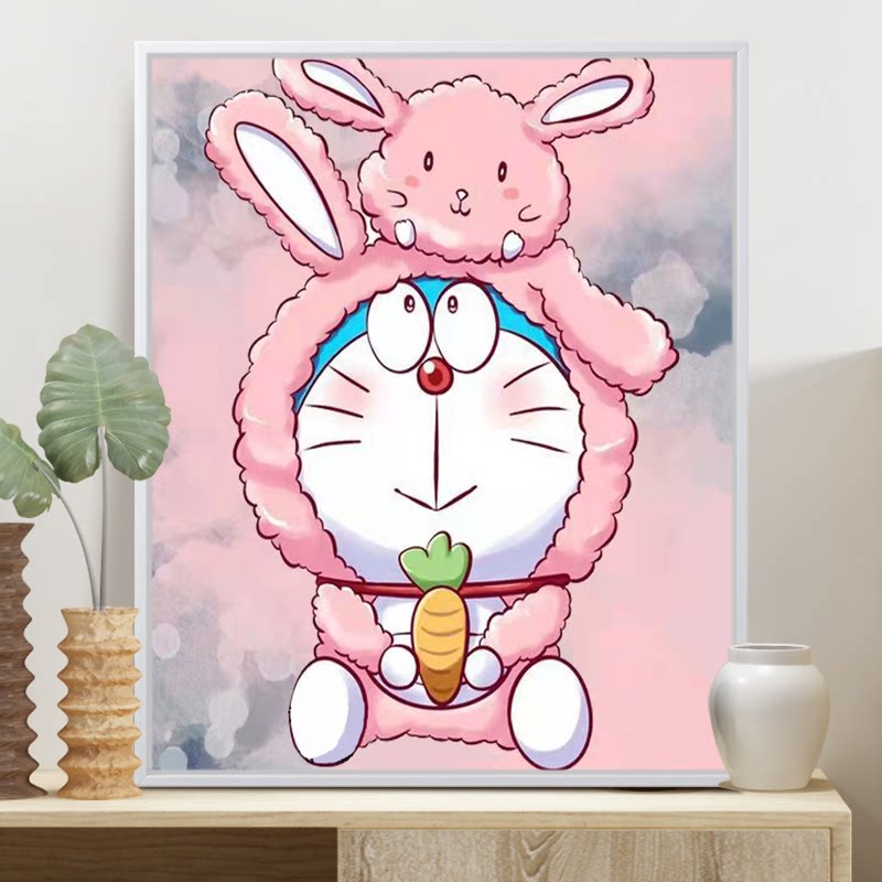 diy数字油画哆啦a梦叮当猫儿童卡通动漫填充填色减压手工绘装饰画