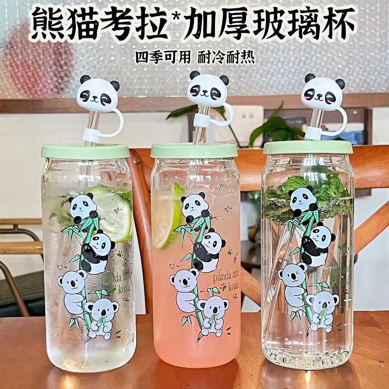 熊猫玻璃杯大容量水杯女2023新款
