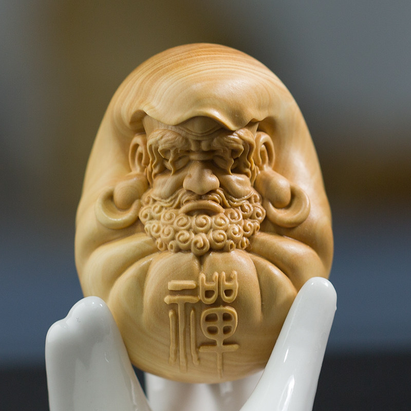 小叶黄杨木实木雕刻文玩手把件盘玩物件禅意达摩随身把玩手件挂件