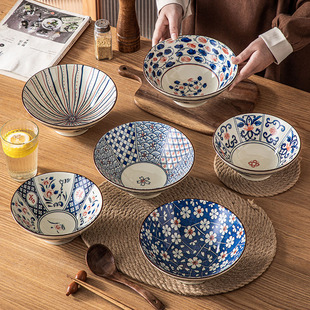 拉面碗日式大号陶瓷家用商用餐具斗笠大碗面碗汤碗网红喇叭碗防烫