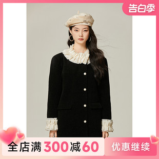 爱客2023年冬季新款高级名媛小香风外套女设计感气质外衫夹羽绒