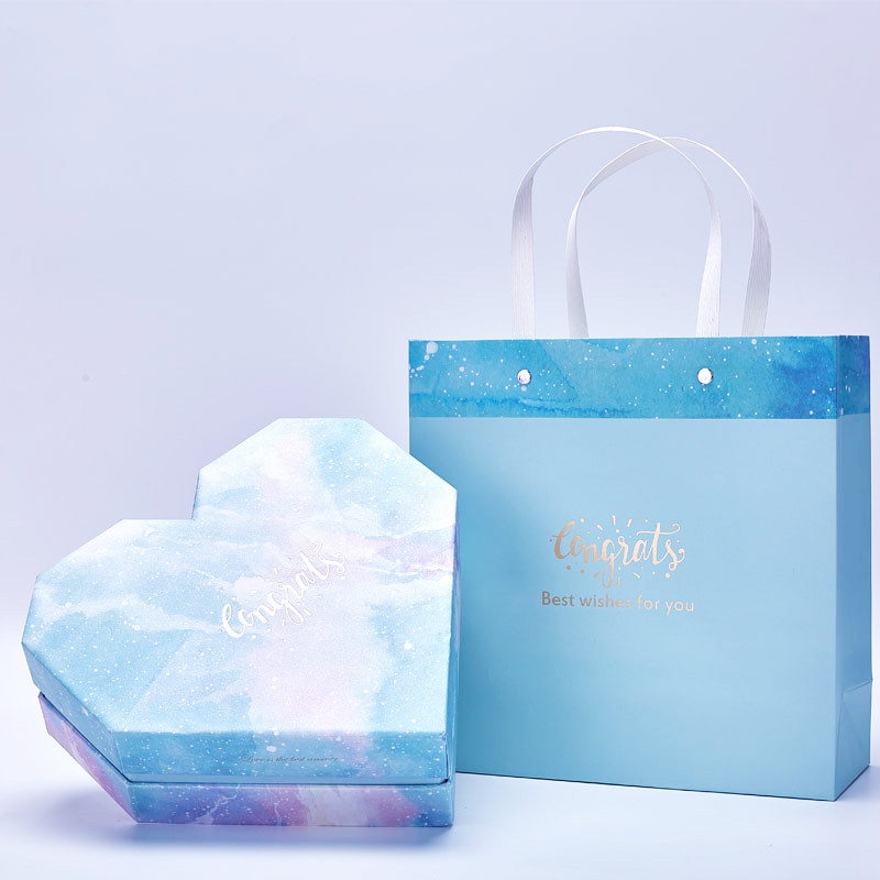 2023情人节爱心礼盒蓝色礼品盒生日礼物巧克力包装盒子心形礼物盒