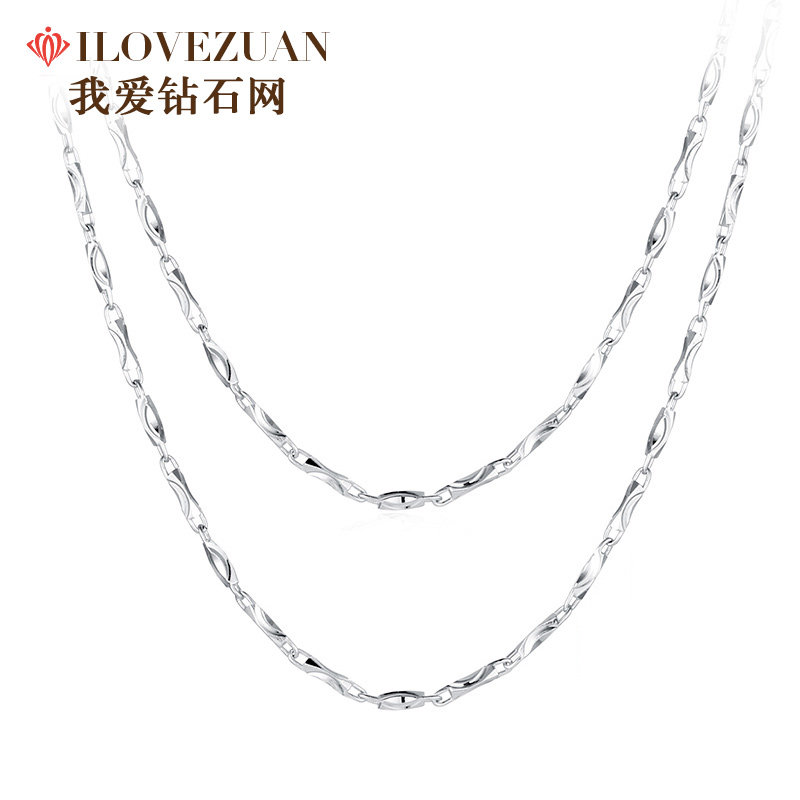 铂金项链盒子链女pt950白金盒仔链珀金链子素链泊金正品专柜伯金