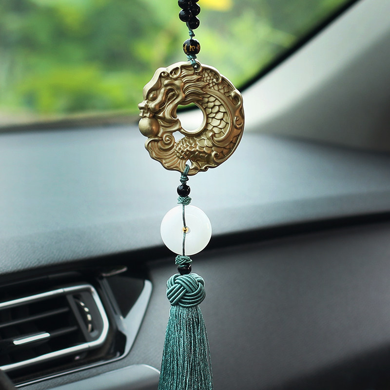 纯铜高档汽车挂件后视镜一路平安车内吊饰创意招财车载吊坠男士女