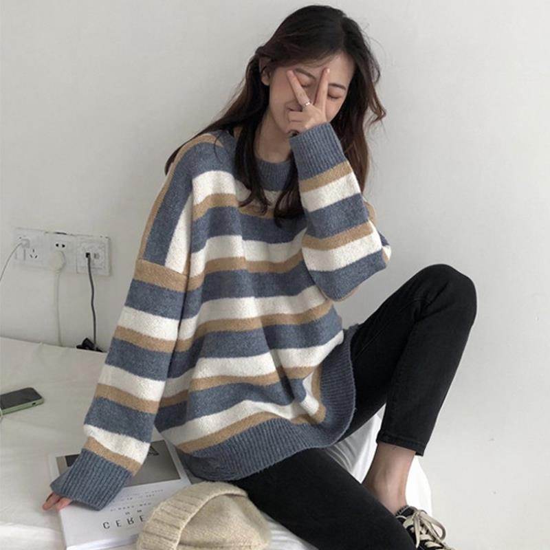 毛衣女秋冬2020年新款爆款套头外穿慵懒风宽松条纹上衣女士针织衫|msdalam kategori mod main/animasi/Zhou Bian/cos/permainan papan, kostum cosplay/props/perkhidmatan, Wanita Cosplay - dari Buy2taobao.com untuk memberikan perkhidmatan ejen Taobao profesional membeli