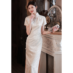 白色旗袍新中式古法双襟新款2024新款绝美改良年轻款少女日常可穿