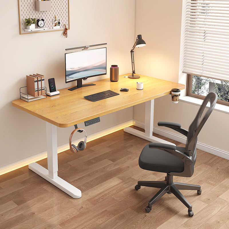 实木电动升降桌家用学习办公书桌智能电脑桌可升降电竞桌子工作台