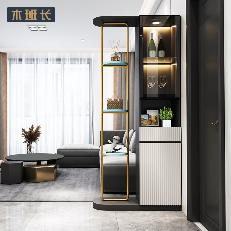 轻奢风玄关柜鞋柜一体入户隔断柜简约客厅屏风装饰柜现代门厅柜