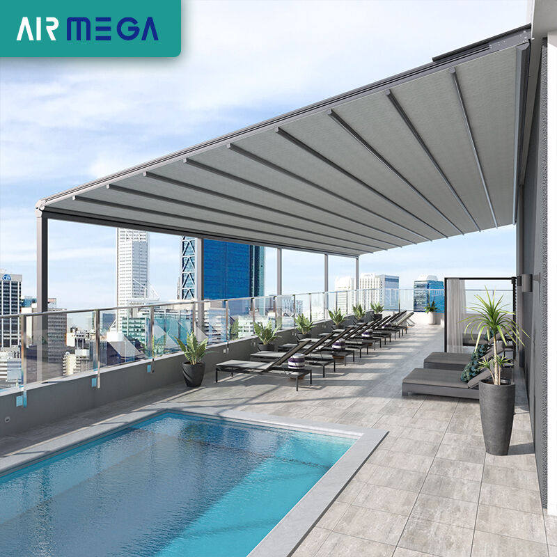 艾美佳airmega户外电动天幕帘阳光房伸缩折叠遮阳棚隔热防晒遮阳