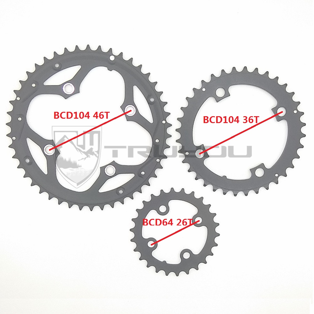 TRUYOU山地车全铝牙盘104BCD 46T 36T 64BCD 26T三盘齿盘片7/8速