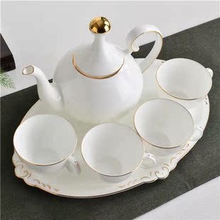 中式陶瓷咖啡具客厅茶杯茶具水具欧式家用杯子咖啡杯水杯套装 白