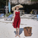 奈良红色吊带裙三亚沙滩裙超仙海边度假波西米亚风连衣裙女小个子