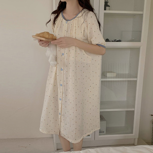 短袖哺乳睡裙夏季薄款生产喂奶裙产妇待产裙孕妇睡衣可外穿月子服