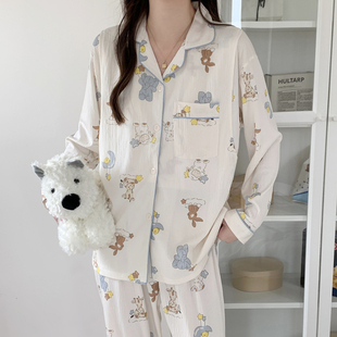 春秋薄款家居服睡衣产后套装孕妇怀孕期子服布女纯棉纱夏天哺乳月