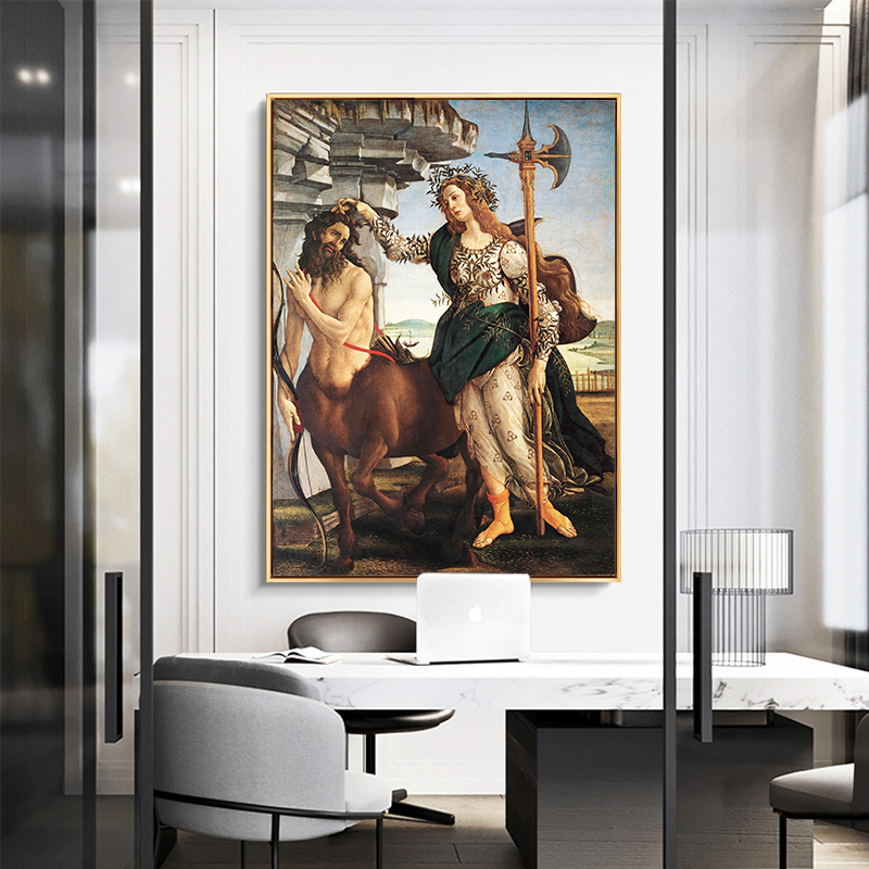 波提切利装饰画雅典娜人物油画客厅沙发背景墙画酒店壁画玄关挂画