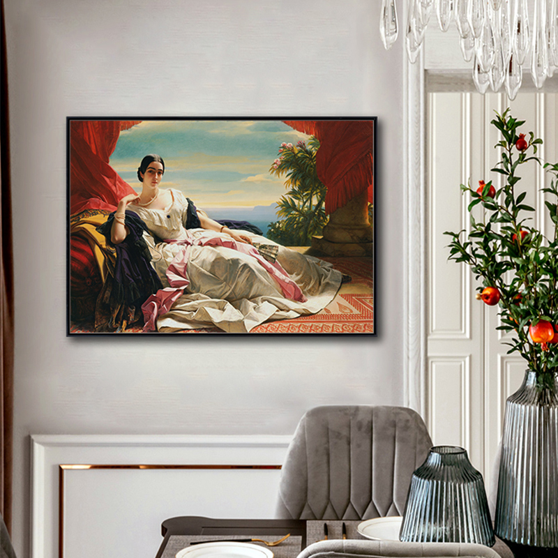 温特哈尔特宫廷油画古典名媛人物肖像画客厅装饰画酒店大堂墙壁画