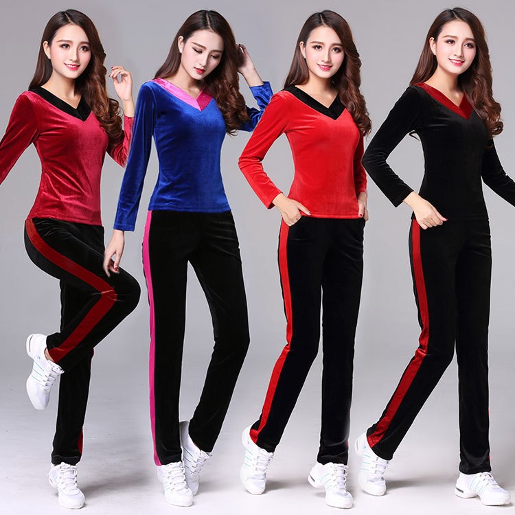 杨丽萍广场舞服装秋季新款金丝绒中老年跳舞运动舞蹈服套装秋装女