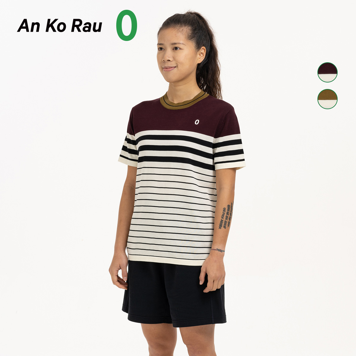 An Ko Rau/安高若 零 运动条纹毛衫短袖套头衫 都市运动A0211KT01在类目 运动服/休闲服装, 运动卫衣/套头衫中 - 来自Buy2taobao.com提供专业的淘宝代购服务