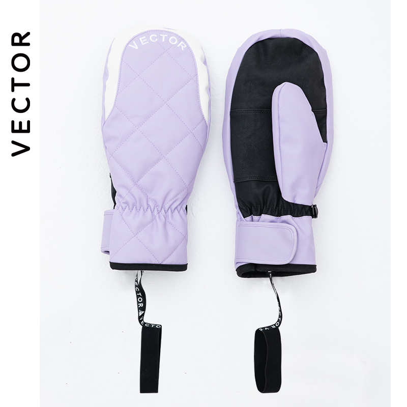 VECTOR滑雪手套女纯色白色黑色加厚防水保暖手闷子内五指连指手套