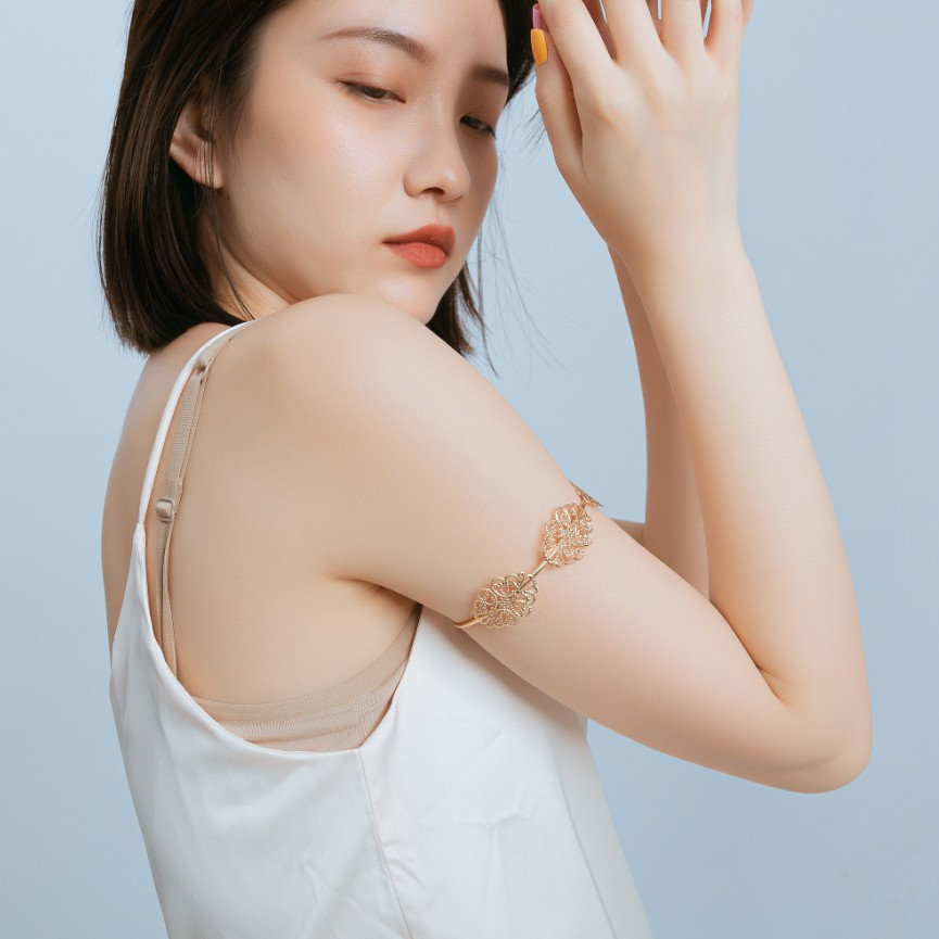 臂钏 臂镯女 古风开口简约细臂环欧美金属手臂装饰胳膊饰品个性