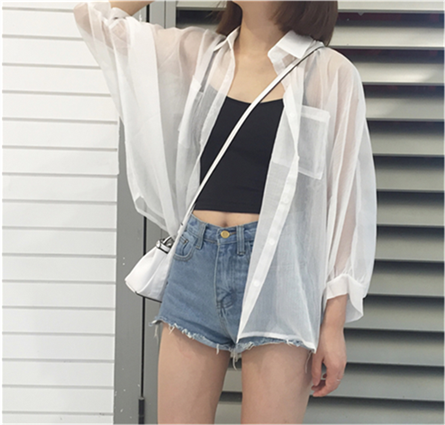 睡衣风衬衫女短款防晒衣女夏季2019新款网红百搭宽松衬衫薄外套韩|msdalam kategori Butik wanita / wanita, baju lace/baju chiffon - dari Buy2taobao.com untuk memberikan perkhidmatan ejen Taobao profesional membeli