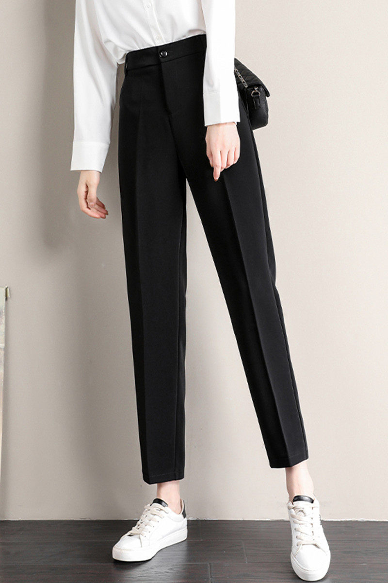 小个子西装裤女夏季薄款冰丝黑色裤子女士九分小脚西裤直筒烟管裤